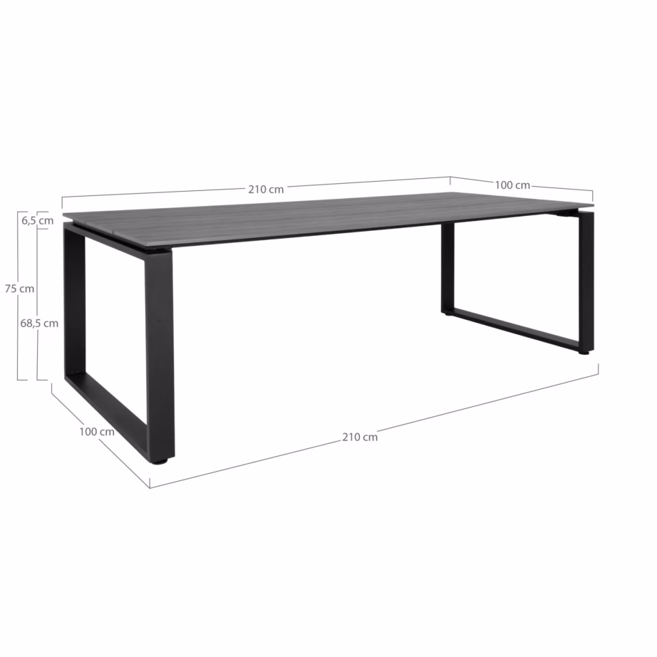 Suur aiasöögilaud halli lauaplaadi ja mustade jalgadega Denver 210×100 cm - 4