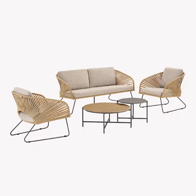 Beež aia lounge komplekt aiadiivani, 2 tugitooli ja 2 kohvilauaga Novella