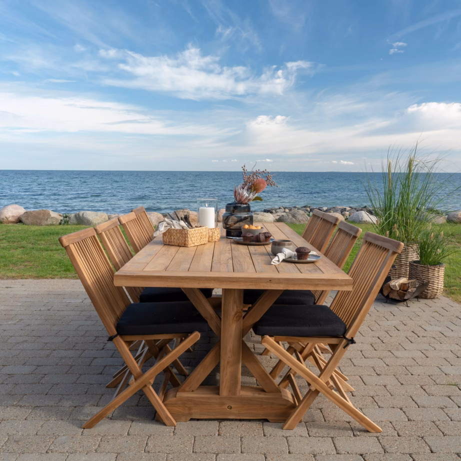 Tiigipuidust aiasöögilaud 100×240 cm, naturaalne Volos – 2