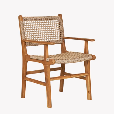 Tiigipuidust ja PE-rotangist söögitool käetugedega Derby