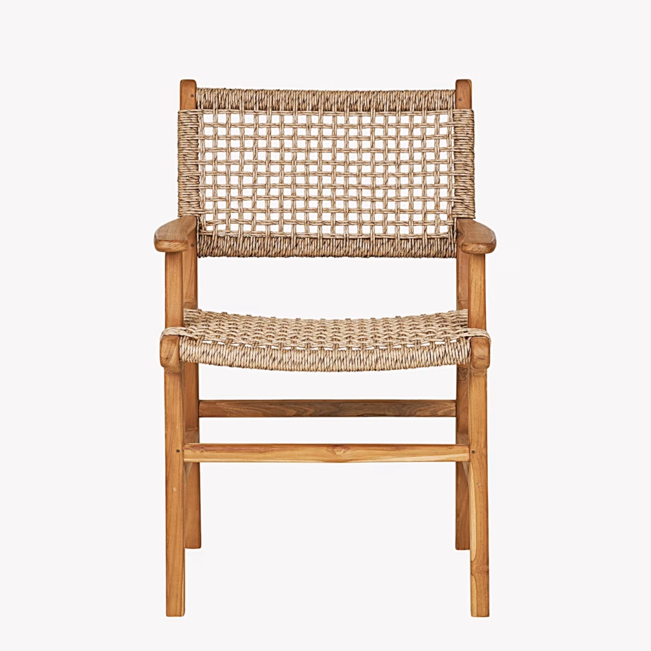 Tiigipuidust ja PE-rotangist söögitool käetugedega Derby – 3