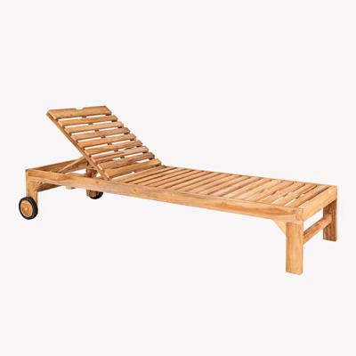 Tiigipuidust päevitustool Andorra, naturaalne, 200 x 62 cm