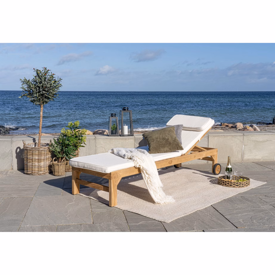 Tiigipuidust päevitustool Andorra, naturaalne, 200 x 62 cm – 2