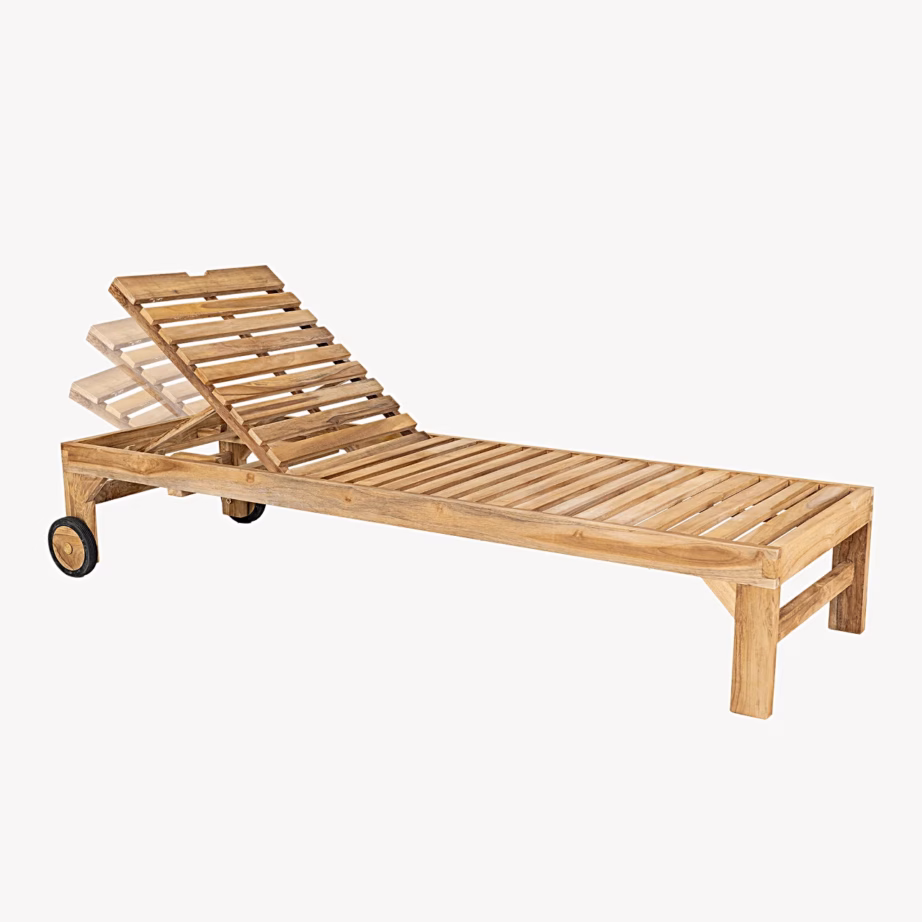 Tiigipuidust päevitustool Andorra, naturaalne, 200 x 62 cm – 4