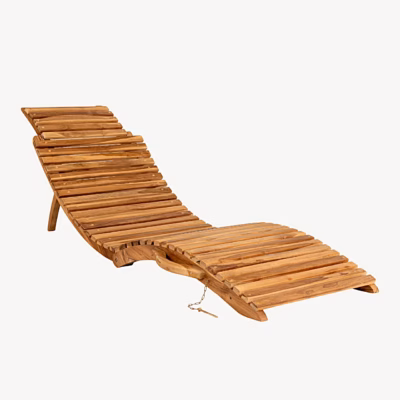 Tiigipuidust päevitustool Arrieta, naturaalne, 160 cm