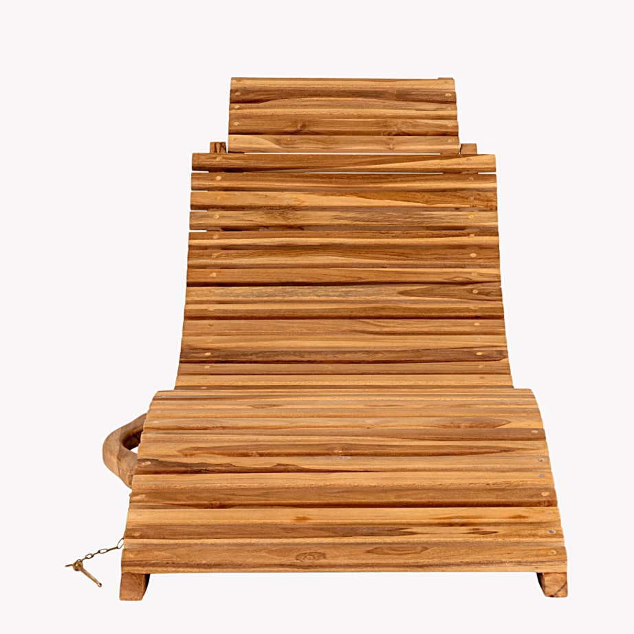 Tiigipuidust päevitustool Arrieta, naturaalne, 160 cm – 6