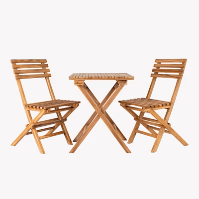 Tiigipuust aiasöögikomplekt 2 tooli ja lauaga Cuenca