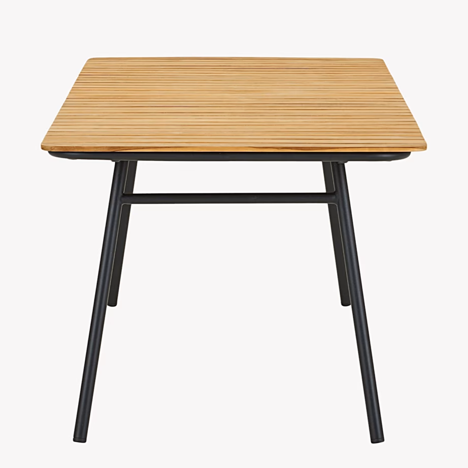 Tiigipuust aiasöögilaud mustade metalljalgadega Cleveland 90×220 cm – 5