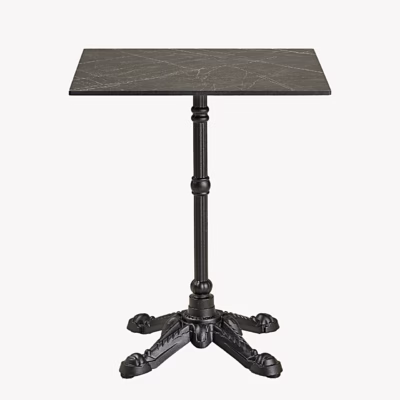 Tumehall marmorimustriga bistrolaud mustade jalgadega 60x60x73 cm