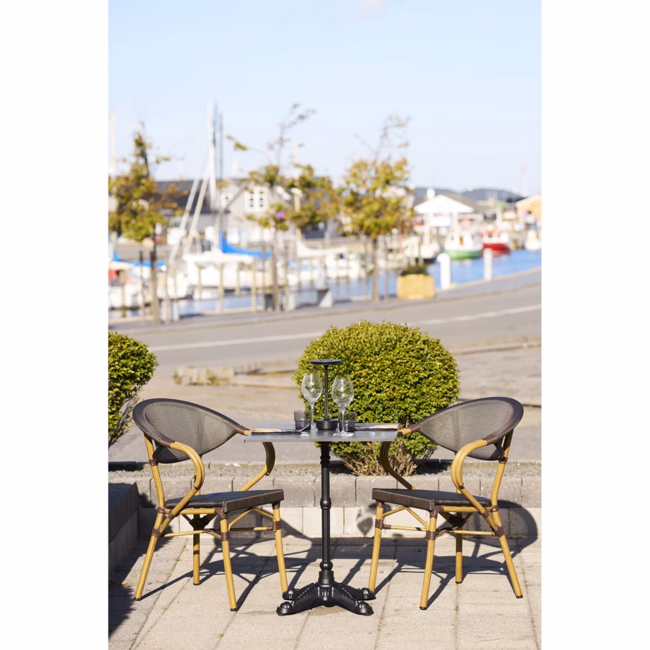 Tumehall marmorimustriga bistrolaud mustade jalgadega 60x60x73 cm - 2