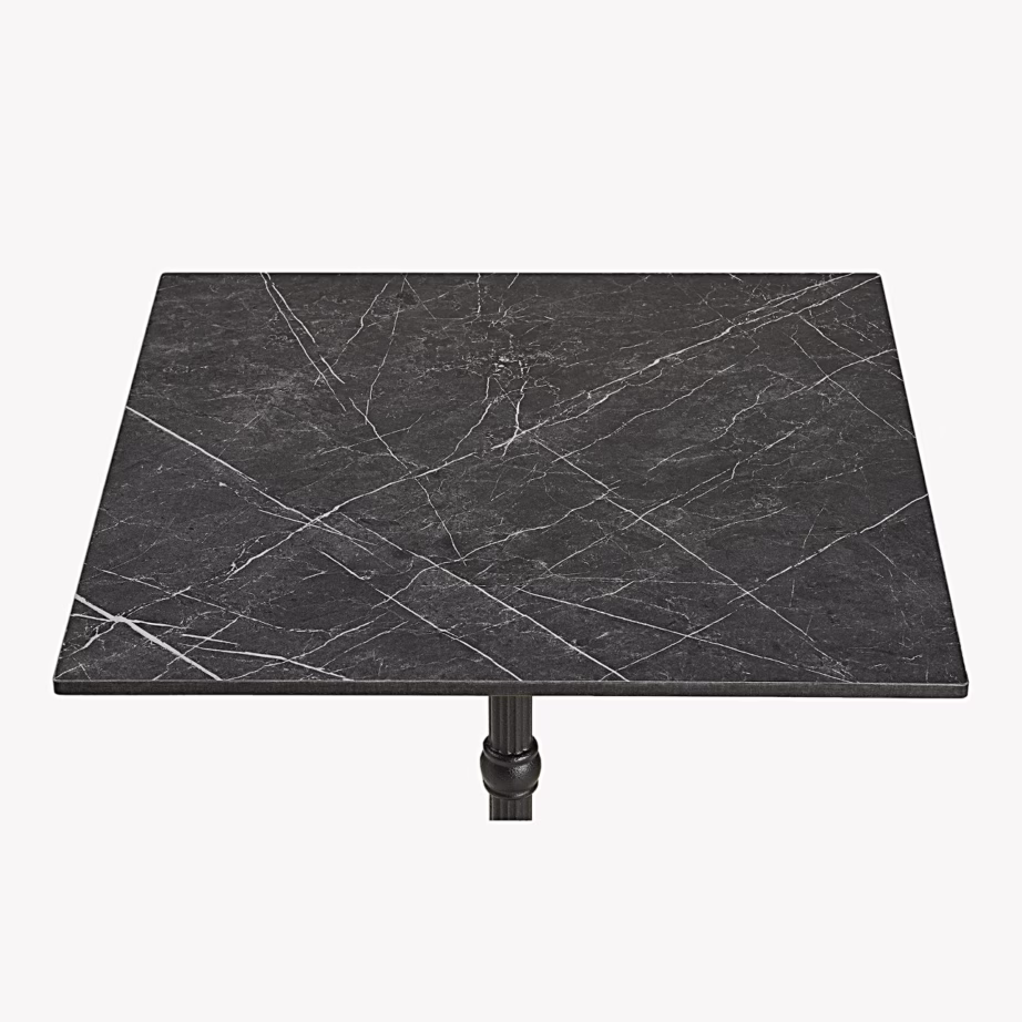Tumehall marmorimustriga bistrolaud mustade jalgadega 60x60x73 cm - 3