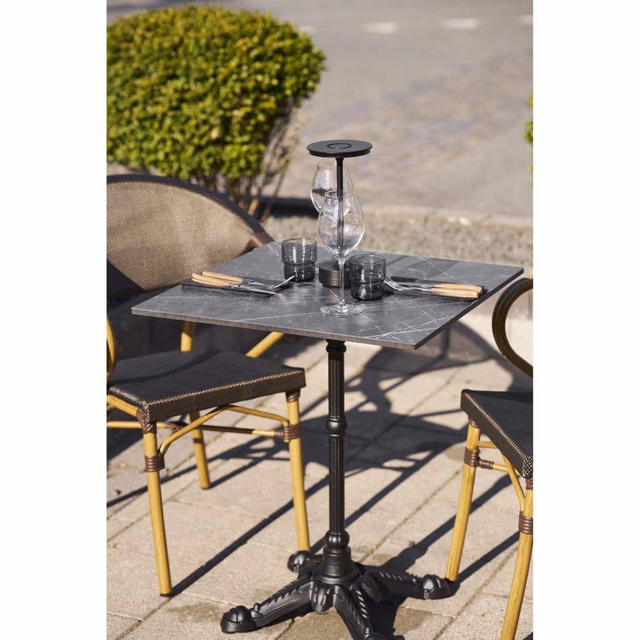 Tumehall marmorimustriga bistrolaud mustade jalgadega 60x60x73 cm - 4