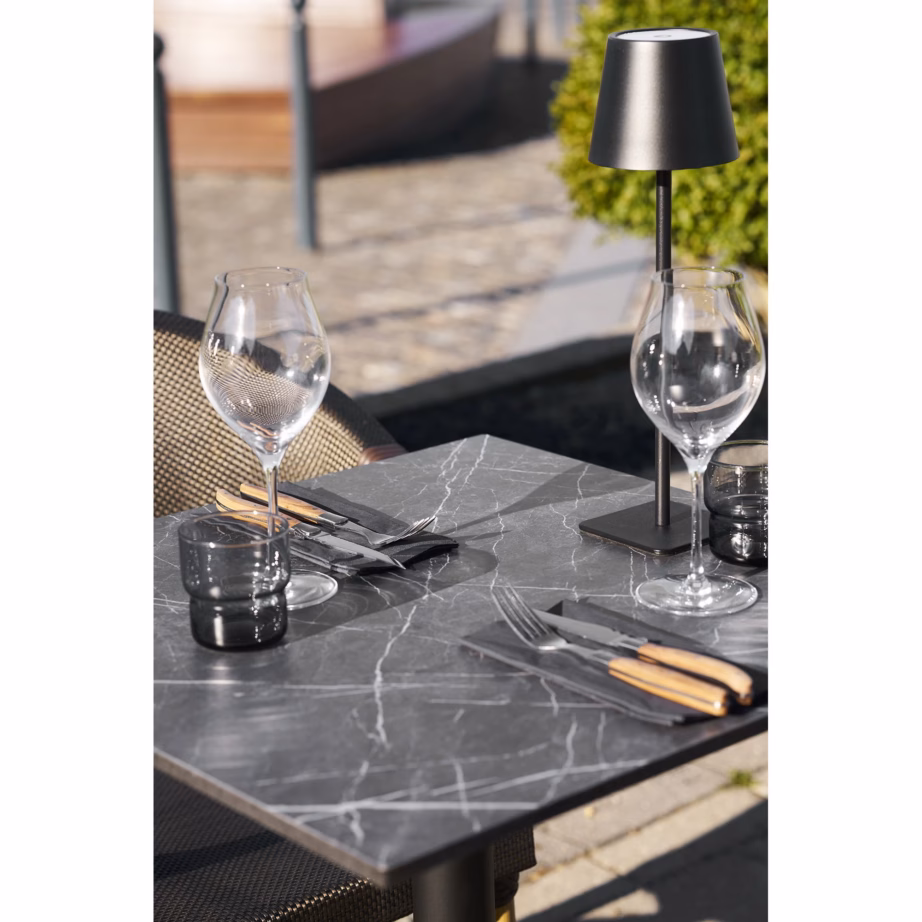 Tumehall marmorimustriga bistrolaud mustade jalgadega 60x60x73 cm - 5