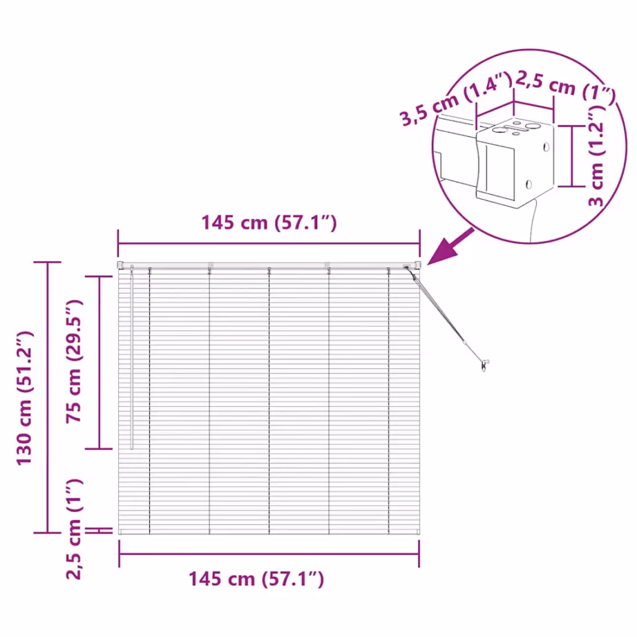 Valge alumiiniumist Veneetsia ruloo, 130 x 145 cm – 13