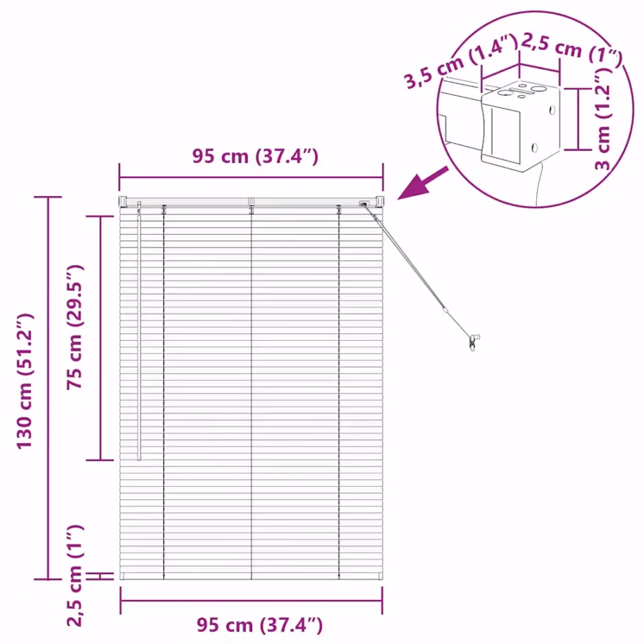 Valge alumiiniumist Veneetsia ruloo, 130 x 95 cm – 13