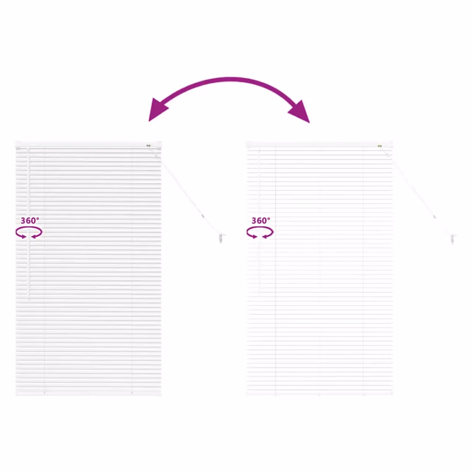 Veneetsia ruloo valguse ja privaatsuse reguleerimisega, valge alumiinium, 130 x 70 cm – 11