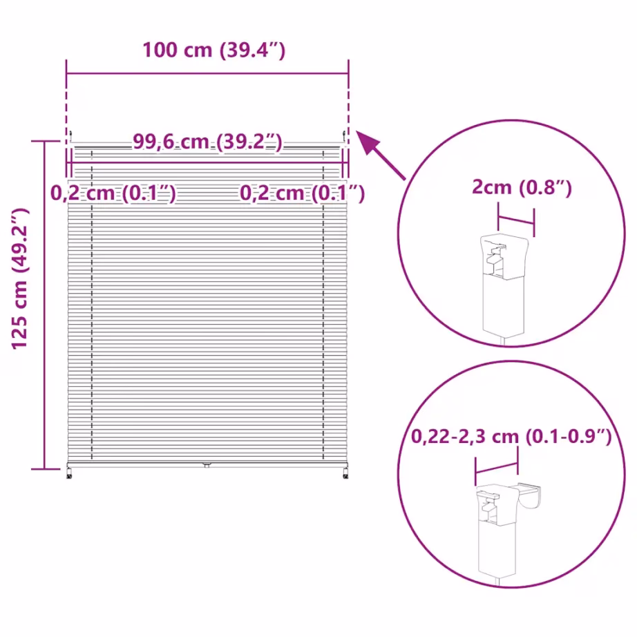 Valge plisseekardin klambrikinnitusega, 100 x 125 cm – 10