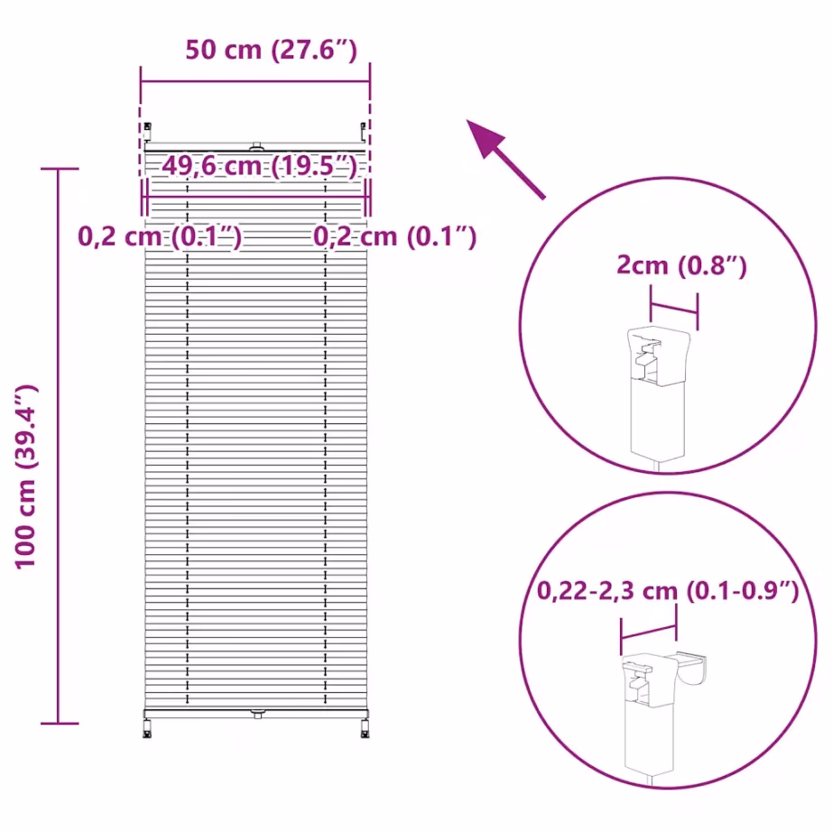 Valge plisseekardin klambrikinnitusega, 50 x 100 cm – 10
