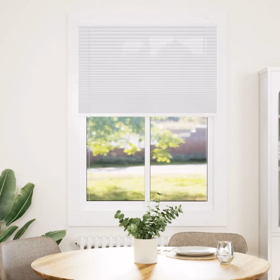 Plisseeritud ruloo privaatsuseks, valge, 100 x 100 cm, 100% polüester, kruvidega või kruvivabalt paigaldatav – 2