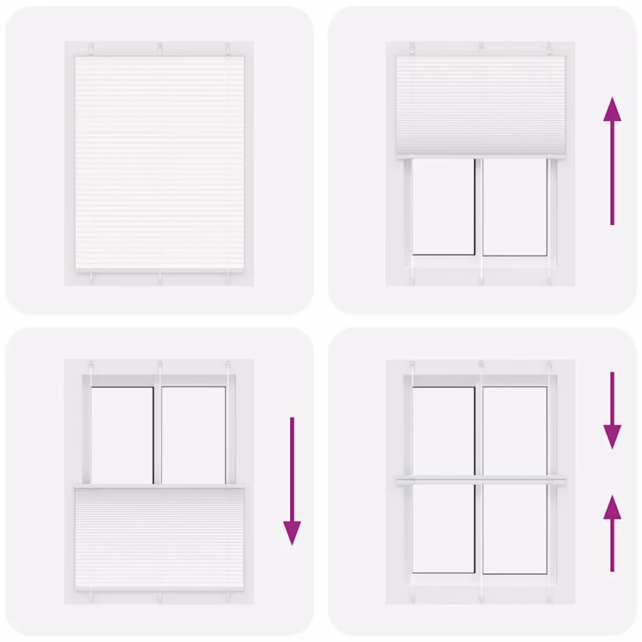 Valge plisseeritud aknaruloo, 105 x 100 cm, kaks paigaldusviisi – 7