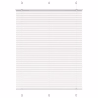 Valge plisseeritud ruloo privaatsuse ja päikesekaitsega, 105 x 150 cm