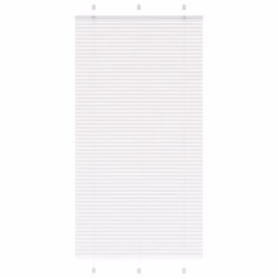 Valge plisseeritud ruloo, 105 x 200 cm, 100% polüster, paigaldus kruvidega või ilma puurimiseta