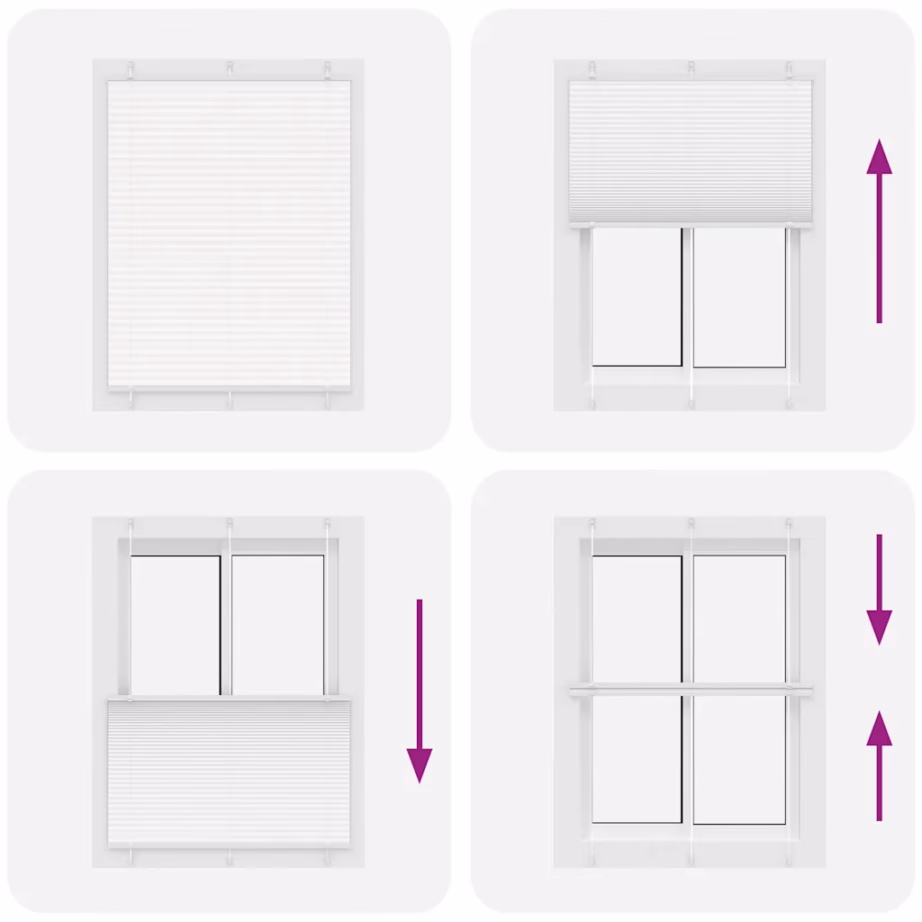 Valge plisseeritud ruloo kahe paigaldusviisiga, 110 x 100 cm, 100% polüester – 7