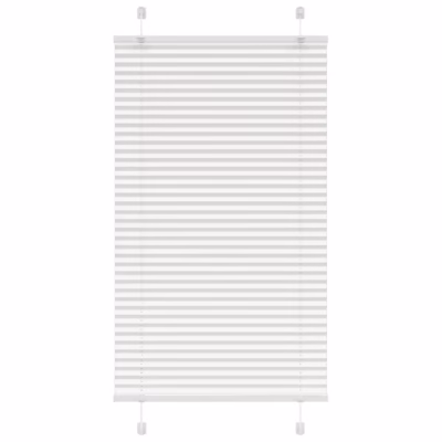 Valge plisseeritud ruloo aknale, 75 x 150 cm, kanga laius 74,4 cm