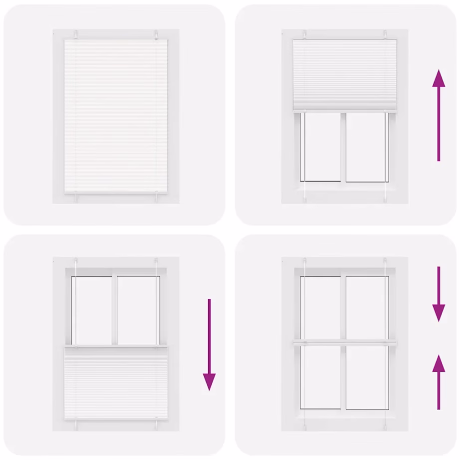 Valge plisseeritud ruloo, 85 x 100 cm, 100% polüester, kahe kinnitamisviisiga – 7