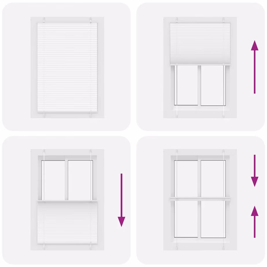 Valge plisseeritud ruloo privaatsuse ja päikesekaitsega, 95 x 150 cm – 7