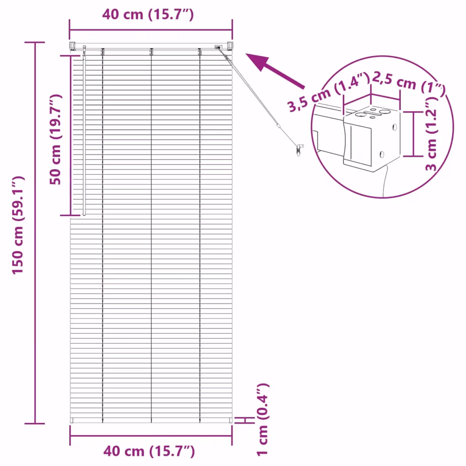 Reguleeritav PVC veneetsia ruloo, valge, 150 x 40 cm – 10