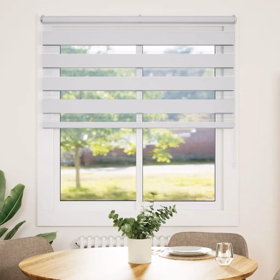 Valge sebra ruloo kettmehhanismiga, 125 x 150 cm, kanga laius 120,9 cm, polüester – 2