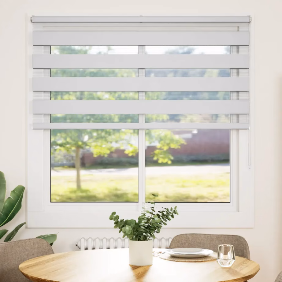 Triibuline sebra ruloo ketiga juhitav, valge, 140 x 150 cm, polüester – 2