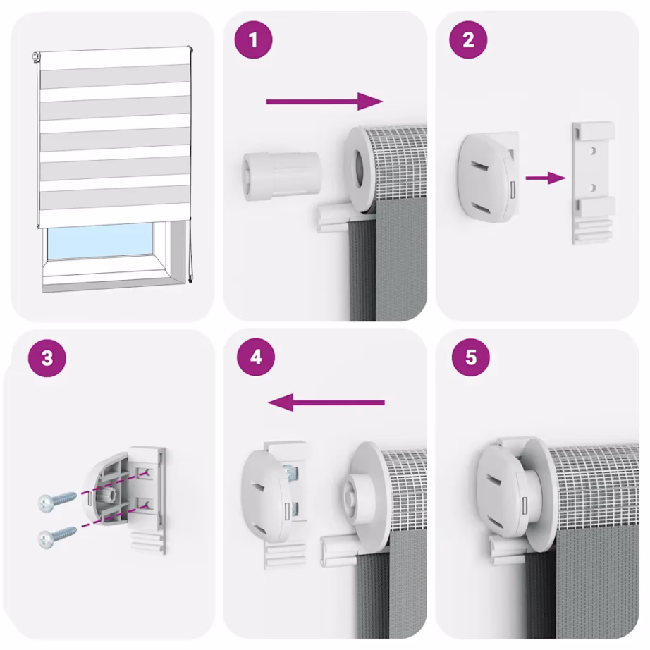 Valge sebraruloo kettmehhanismiga, 100 x 100 cm, 100% polüester – 7