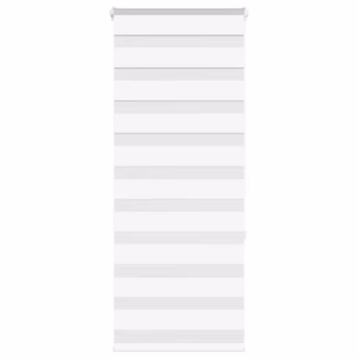 Valge sebraruloo päev-öö ruloo aknale, 55 x 150 cm, 100% polüester, alumiiniumsiiniga
