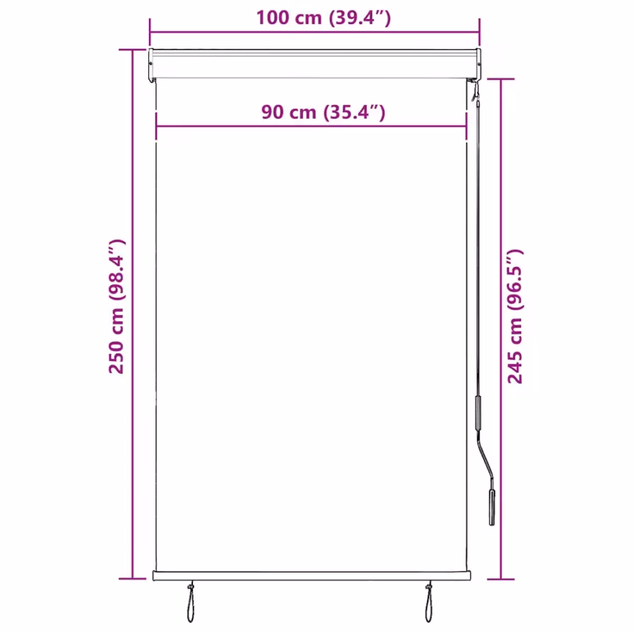 Käsivändaga väliruloo UV-kaitsega, 100 x 250 cm, oranž-pruun – 10