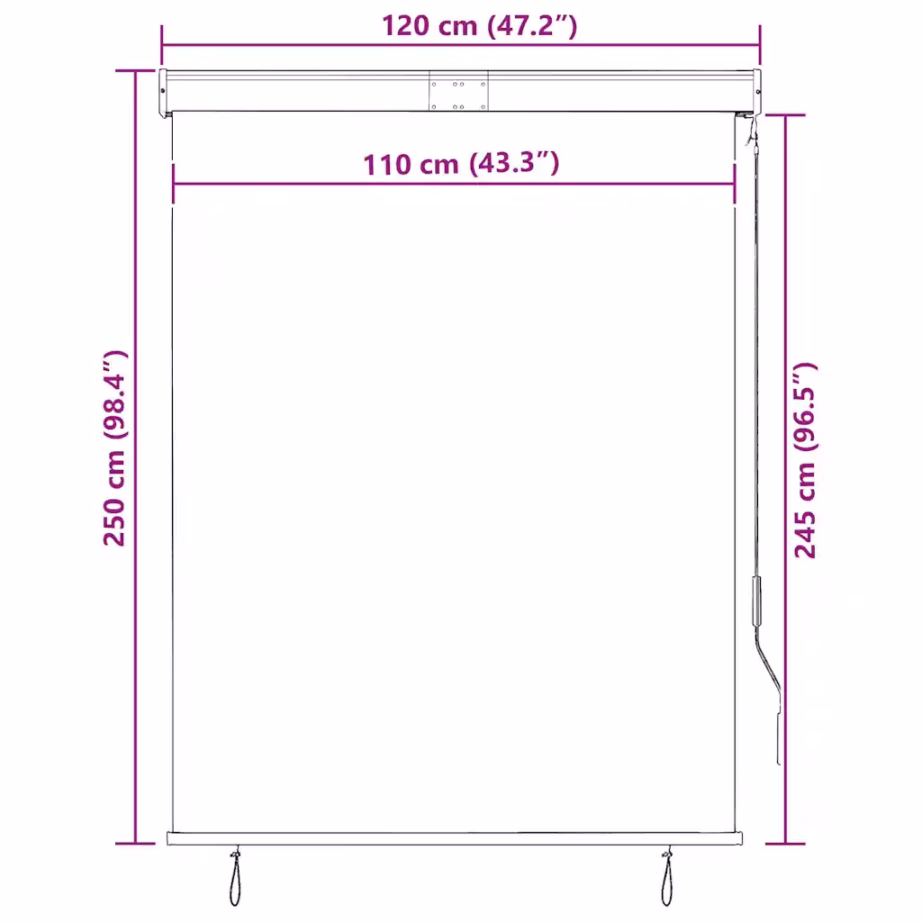 UV-kaitsega väliruloo käsivändaga, oranž-pruun, 120 x 250 cm – 10