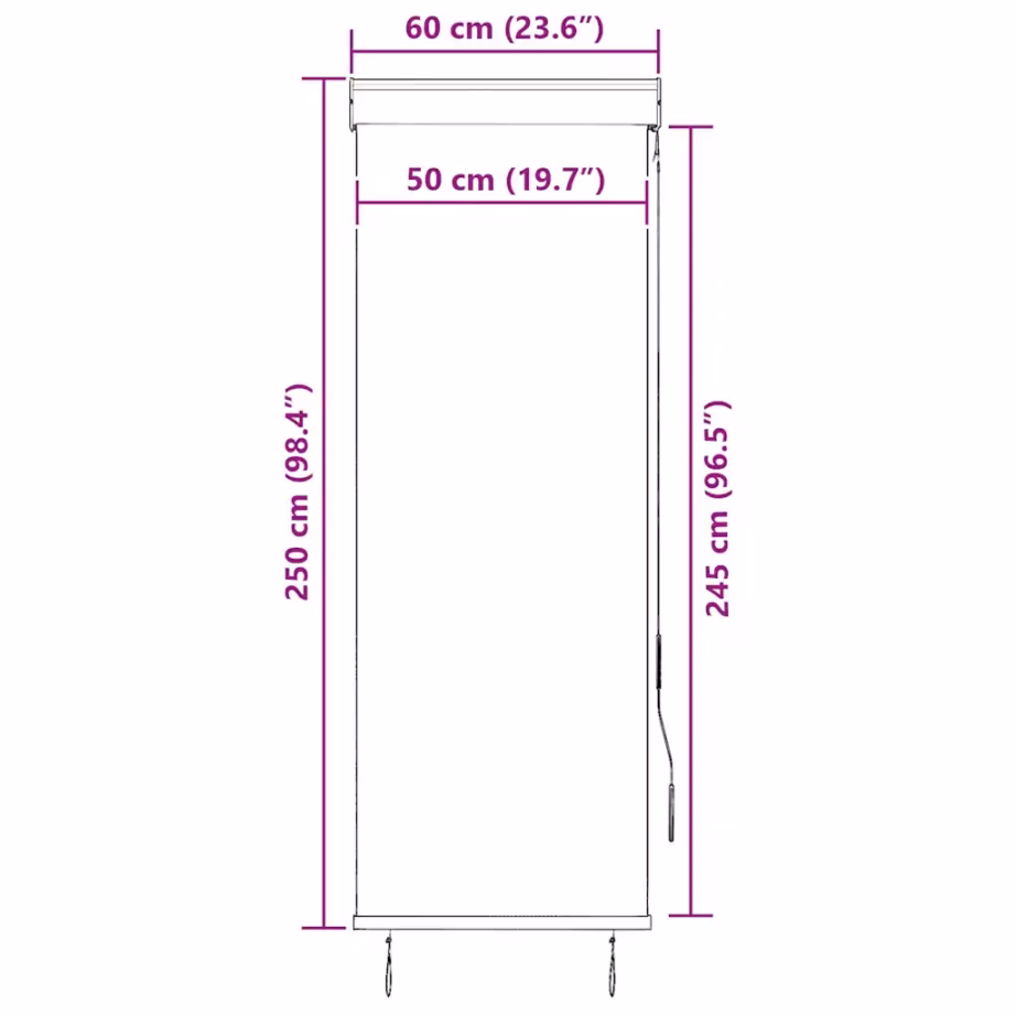 Käsivändaga väliruloo rõdule ja terrassile, antratsiithall, 60 x 250 cm – 9