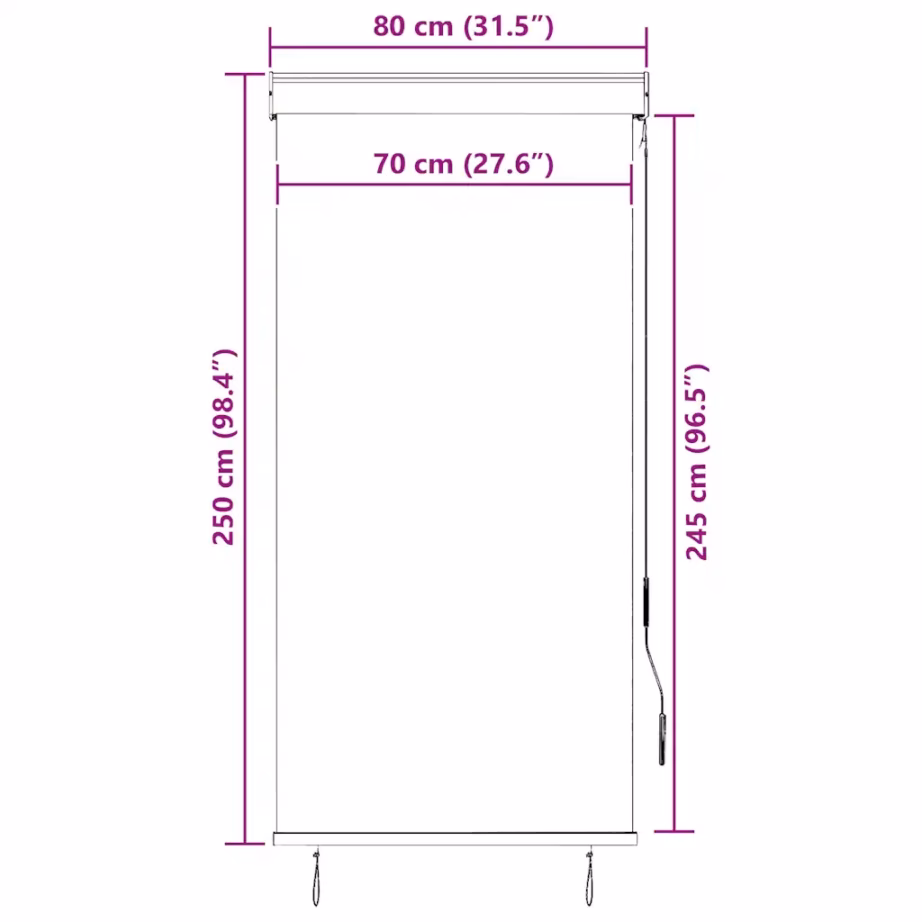 Käsivändaga väliruloo rõdule ja terrassile, antratsiithall, 80 x 250 cm – 9
