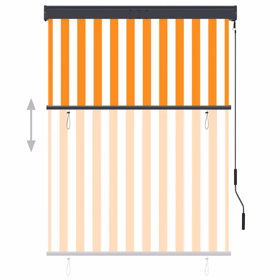 Väliruloo rõdule käsivända ja UV-kaitsega, laepaigalduseks, valge-oranž, 120 x 250 cm – 3