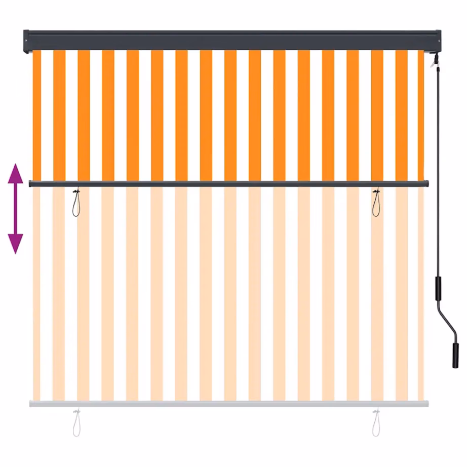 Välirulookardin käsivändaga, valge-oranž triibuline, 180 x 250 cm – 7