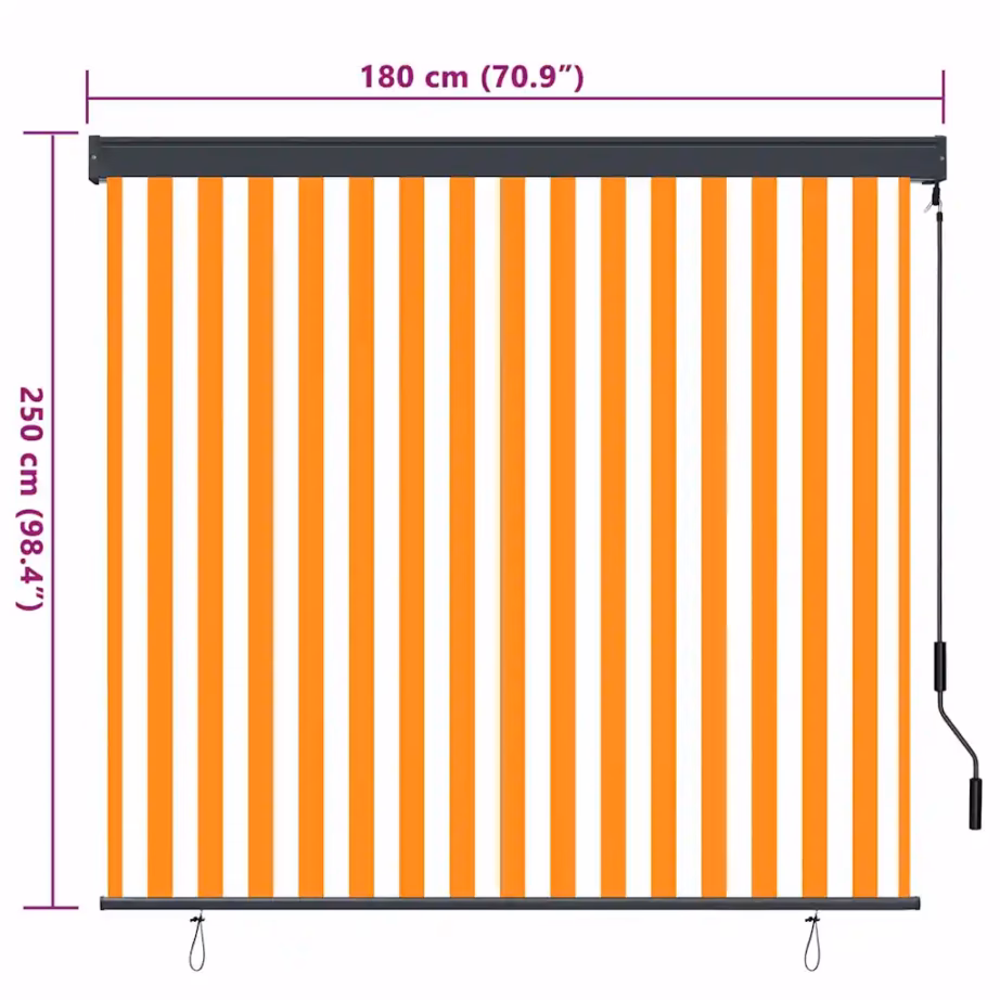 Välirulookardin käsivändaga, valge-oranž triibuline, 180 x 250 cm – 8