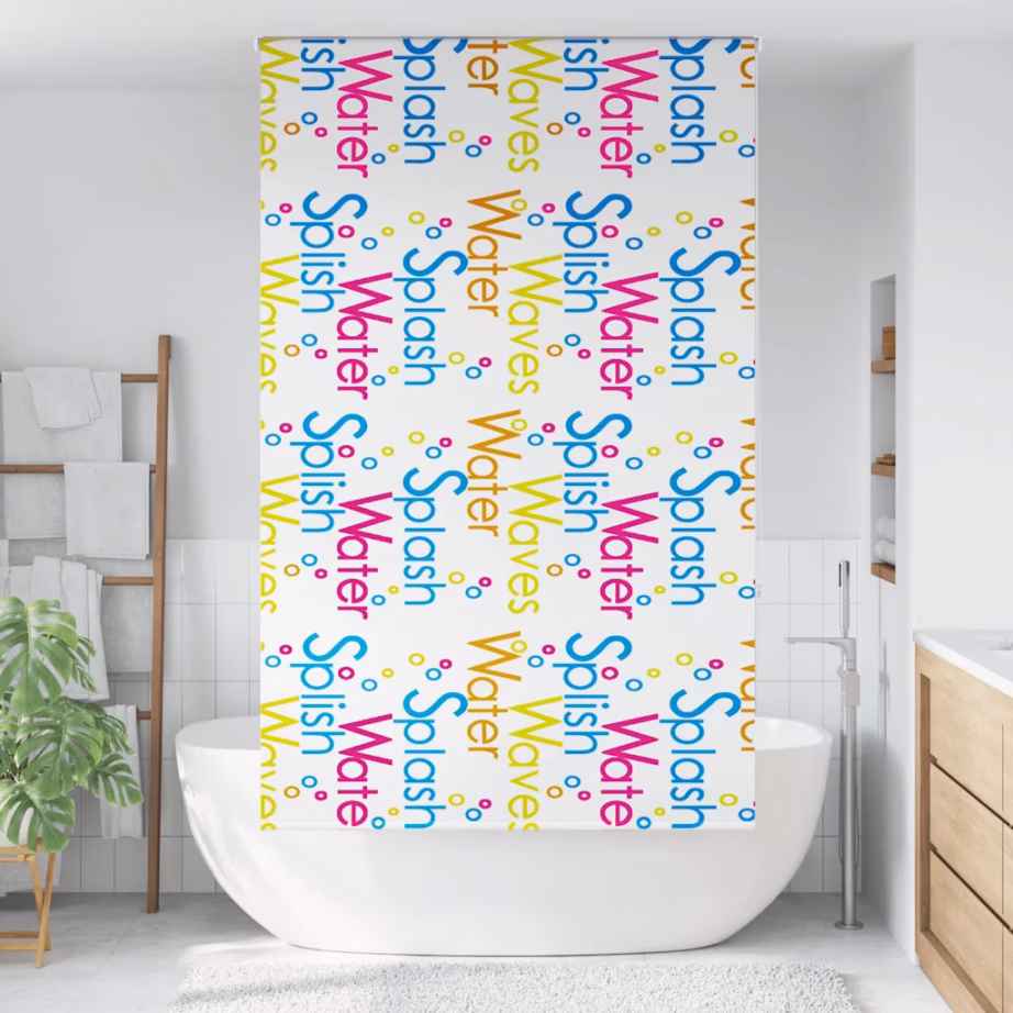Veekindel duširuloo Splash mustriga, rulookardin 120 x 240 cm, PEVA, alumiiniumsiiniga - 2