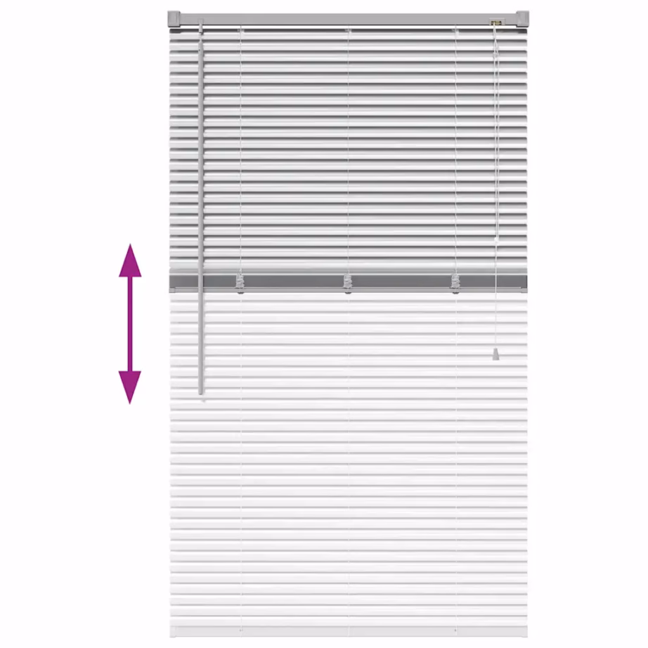 Veneetsia ruloo valguse ja privaatsuse reguleerimiseks, hõbedane alumiinium, 130 x 80 cm – 12