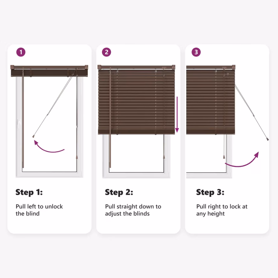Veneetsia ruloo, reguleeritav, PVC, tumepruun mustriga, 150 x 40 cm – 12