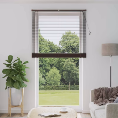 Reguleeritav Veneetsia ruloo tumepruun mustriga PVC, 213 x 110 cm