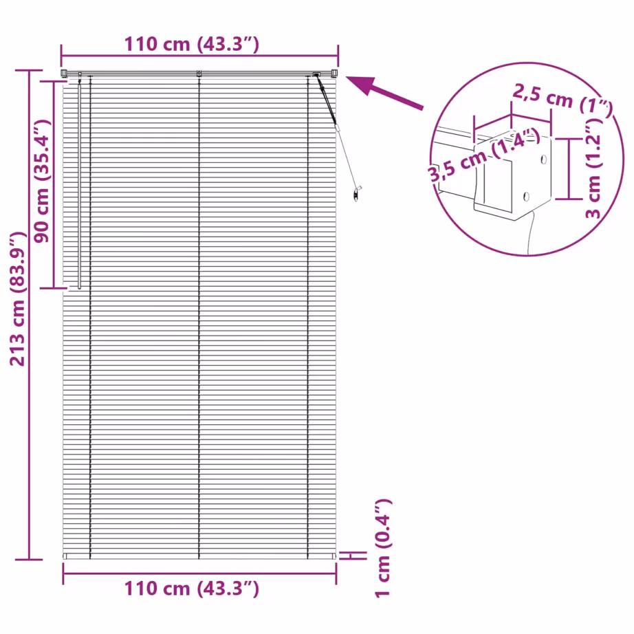 Reguleeritav Veneetsia ruloo tumepruun mustriga PVC, 213 x 110 cm – 10