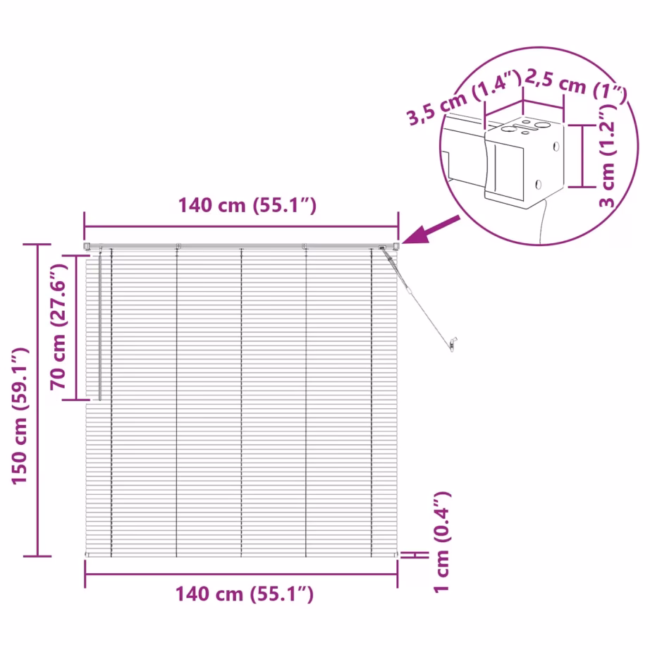 Reguleeritav Veneetsia ruloo, hõbehall PVC, 150 x 140 cm – 10