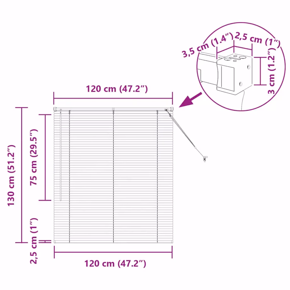 Veneetsia ruloo, valge alumiinium, 130 x 120 cm – 12