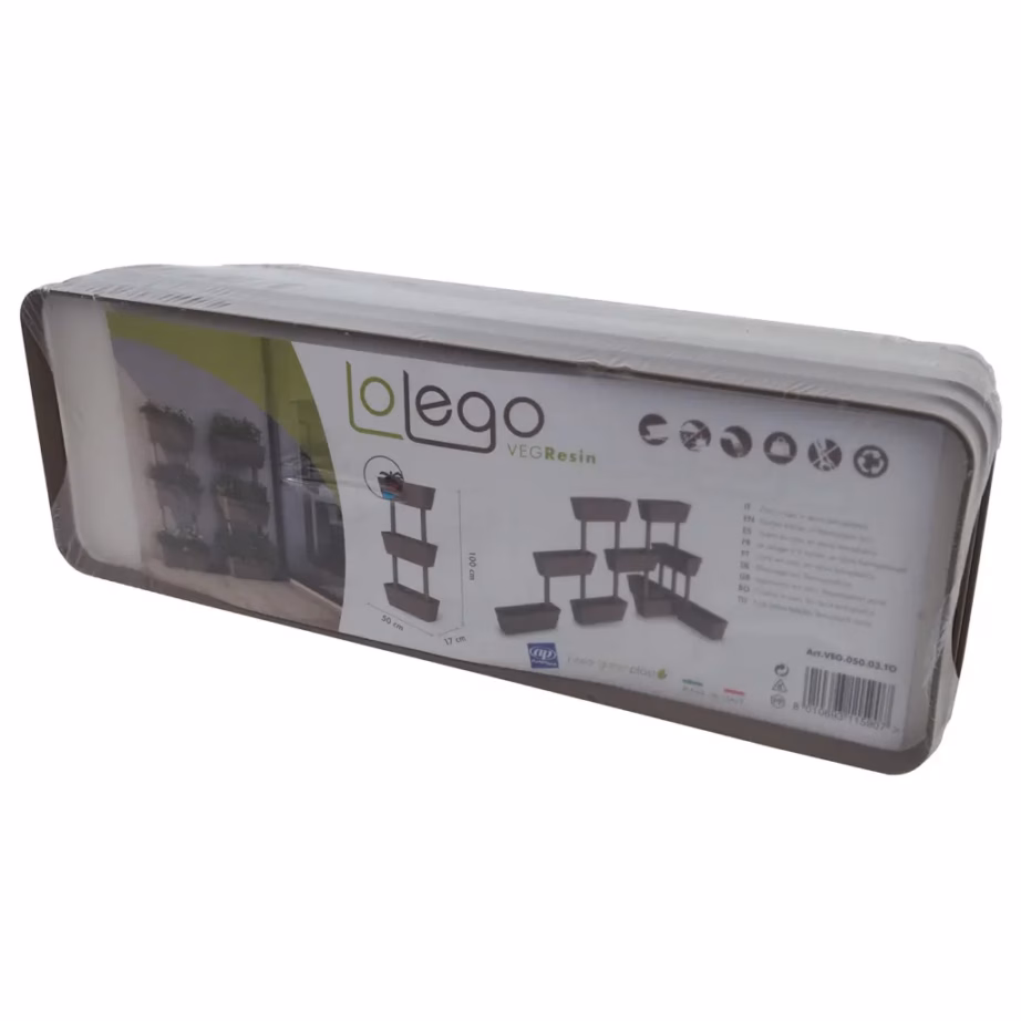 Virnastatav aia taimekastide süsteem terrassile, 2 komplekti, pruunikashall, 49 x 16 x 100 cm – 6